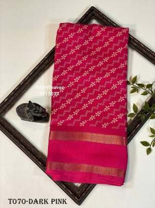 Trendy Pencil Crape Dark Pink Saree With Digital Printed Work