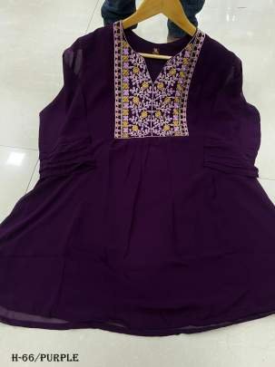 Women Purple ladies Top With Embroidery Work