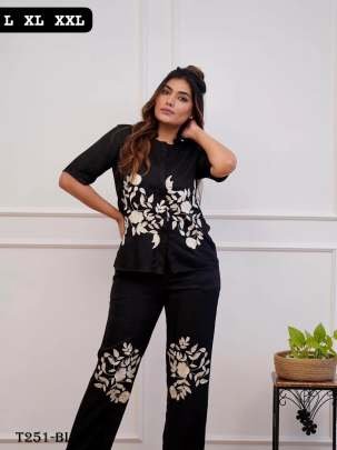 Women Wear Black Embroidery Work Co Ord Set