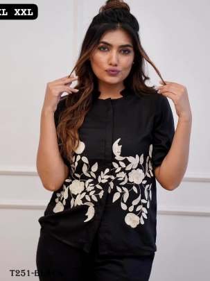 Women Wear Black Embroidery Work Co Ord Set