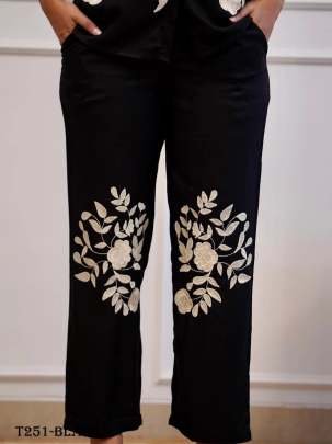 Women Wear Black Embroidery Work Co Ord Set