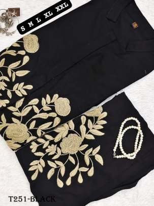 Women Wear Black Embroidery Work Co Ord Set