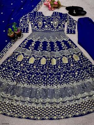 Women Wear Blue Georgette Gown