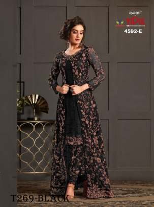 Womens Wear Black Vaishnavi Net Suit Set with Embroidery Work 