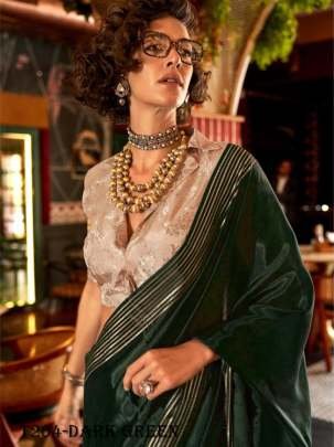 Womens Wear Dark Green Pure Viscose Hand loom Weaving Saree