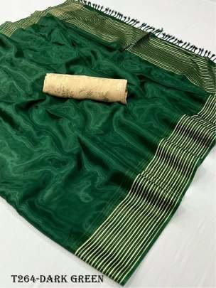 Womens Wear Dark Green Pure Viscose Hand loom Weaving Saree