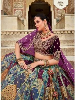 Wonderful Purple Gold Sequins Work Reception Wear Lehenga Choli