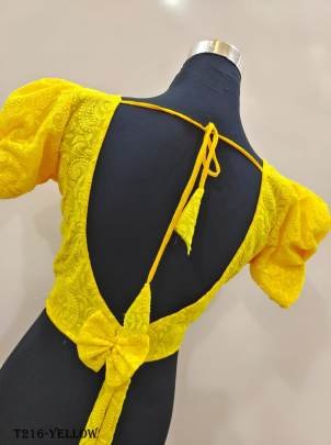 Yellow Chikankari Hakoba Pompom With Interlock Blouse