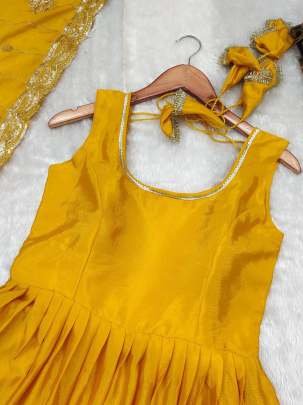 Yellow Elegance Chinnon Silk Anarkali Gown