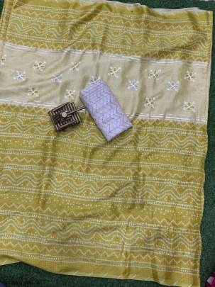 Yellow Fancy Mani Check Kota Linen Saree