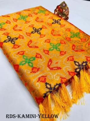 Yellow Kamini Pure Soft Banarasi Patola Saree