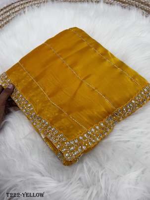 Yellow Jimmy Choo Handwork Saree For Fab Funda