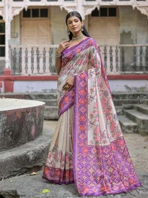 Yogita Purle Patola Printed Tussar Silk Saree