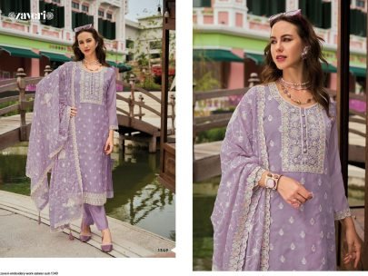 Zaveri Delightful Orzanga With Embroidery Work Kurti Pant Set