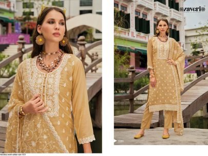 Zaveri Elegant Organza With Embroidery Work Yellow Kurti Set