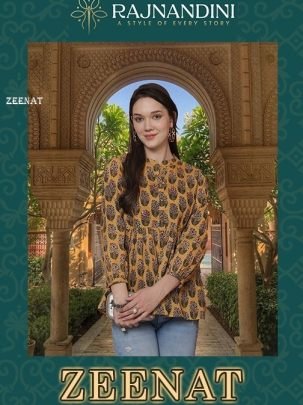 Zeenat By Rajnandini Pure Cambric Cotton Printed Tops with Handwork