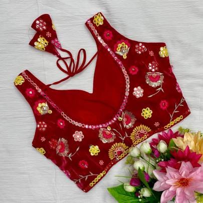 Zimmy Choo Red All Over Floral Embroidered Sleeveless Blouse