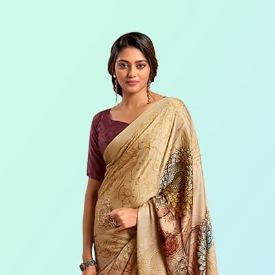 Beige Saree