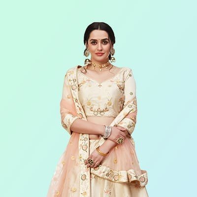 Cream Lehenga